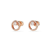 Constella stud earrings, Round cut, White, Rose gold-tone plated